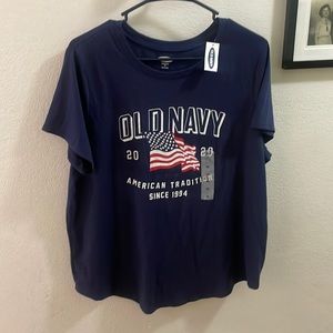NWT Womens Navy Blue XL Old Navy 2020 Freedom With American Flag T-shirt